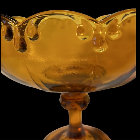 Vintage Amber Glass Stemmed Fruit Bowl - Picture 3 of 5